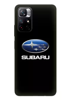 Редми Нот 11 5Дж чехол из силикона - Subaru Субару классический логотип крупным планом и название