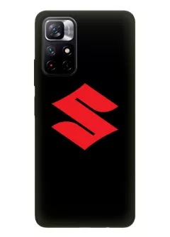 Чехол для Редми Нот 11 5Дж из силикона - Suzuki Сузукі красный логотип крупным планом вектор-арт