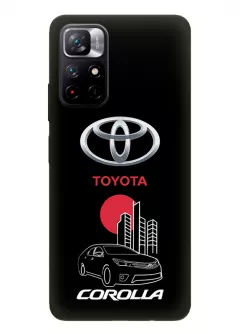 Чехол для Редми Нот 11 5Дж из силикона - Toyota Тойота логотип и автомобиль машина Corolla вектор-арт купе седан