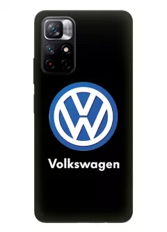 Бампер для Редми Нот 11 5Дж из силикона - Volkswagen Фольксваген классический логотип крупным планом и название