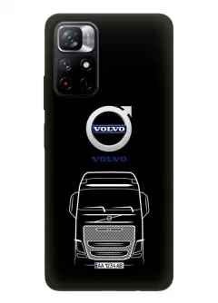 Наладка для Редми Нот 11 5Дж из силикона - Volvo Вольво логотип и автомобиль машина вектор-арт фура грузовик трак белый (Дизайн 2)