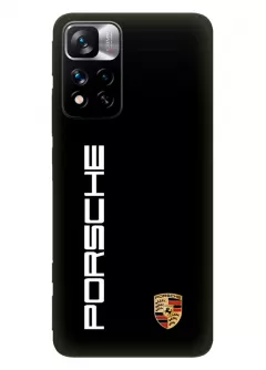 Наладка для Redmi Note 11 Pro из силикона - Porsche Порше Порш классический логотип и название крупным планом