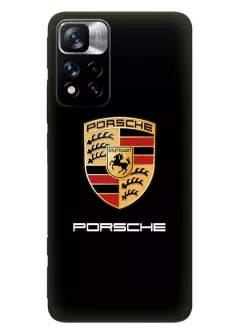 Редми Нот 11 Про чехол силиконовый - Porsche Порше Порш классический логотип крупным планом и название