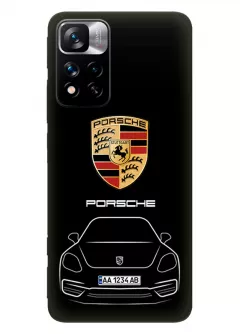 Редми Нот 11 Про чехол силиконовый - Porsche Порше Порш логотип и автомобиль машина 718 Boxster Cayman 911 Panamera Taycan Speedster 918 Spyder Cayman Carrera GT вектор-арт купе седан с номерным знаком