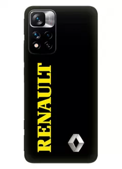 Редми Нот 11 Про чехол силиконовый - Renault Ренаулт Рено классический логотип и название крупным планом