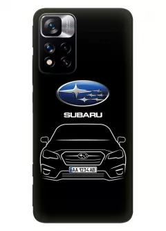 Редми Нот 11 Про чехол из силикона - Subaru Субару логотип и автомобиль машина BRZ Impreza Legacy Levorg WRX вектор-арт купе седан с номерным знаком