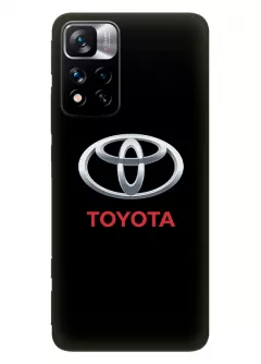 Чехол для Редми Нот 11 Про из силикона - Toyota Тойота классический логотип крупным планом и название