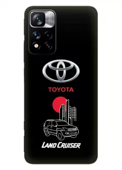 Чехол для Редми Нот 11 Про из силикона - Toyota Тойота логотип и автомобиль машина Land Cruiser вектор-арт кроссовер внедорожник