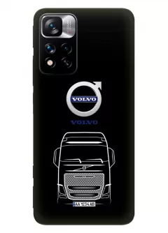 Наладка для Редми Нот 11 Про из силикона - Volvo Вольво логотип и автомобиль машина вектор-арт фура грузовик трак белый (Дизайн 2)