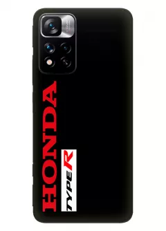 Redmi Note 11 Pro+ чехол из силикона - Honda Хонда красное название крупным планом Type R