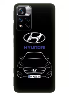 Redmi Note 11 Pro+ защитный чехол - Hyundai Хендай Хюндай логотип и автомобиль машина Creta Santa Fe Tucson Kona Maxcruz Venue вектор-арт кроссовер внедорожник с номерным знаком - Дизайн 1