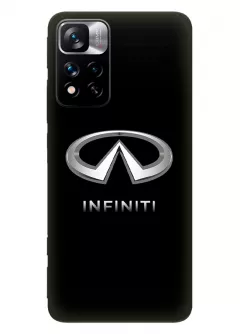 Redmi Note 11 Pro+ чехол из силикона - Infiniti Инфинити классический логотип крупным планом с серебряным названием