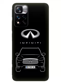 Redmi Note 11 Pro+ чехол из силикона - Infiniti Инфинити логотип и автомобиль машина EX FX JX QX QX60 QX70 QX80 вектор-арт кроссовер внедорожник с номерным знаком (Дизайн 2)
