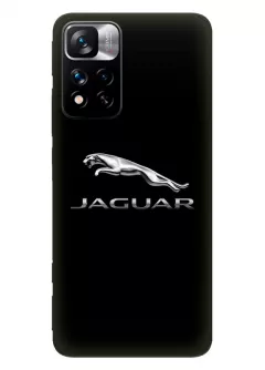 Redmi Note 11 Pro+ чехол из силикона - Jaguar Ягуар классический логотип крупным планом с серебряным названием