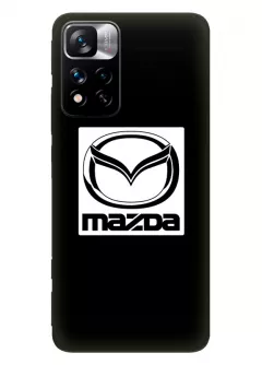 Чехол для Redmi Note 11 Pro+ из силикона - Mazda Мазда белый логотип крупным планом и название вектор-арт