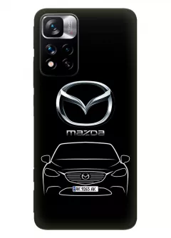 Чехол для Redmi Note 11 Pro+ из силикона - Mazda Мазда логотип и автомобиль машина 2 3 6 Atenza Axela Demino MX-3 MX-5 MX-6 RX-7 RX-8 вектор-арт купе седан с номерным знаком