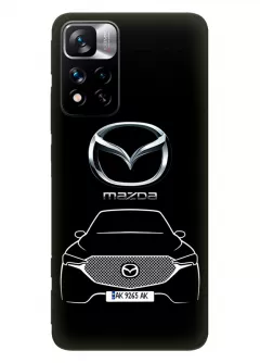 Чехол для Redmi Note 11 Pro+ из силикона - Mazda Мазда логотип и автомобиль машина CX-3  CX-4 CX-5 CX-8 CX-9 CX-30 вектор-арт кроссовер внедорожник с номерным знаком