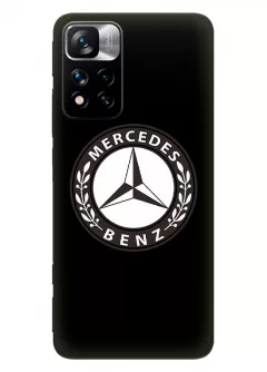 Чехол для Redmi Note 11 Pro+ из силикона - Mercedes-Benz Мерседес-Бенц Мерс белый ретро логотип крупным планом вектор-арт (Дизайн 1)