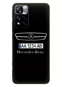 Бампер для Redmi Note 11 Pro+ из силикона - Mercedes-Benz Мерседес-Бенц Мерс название с номерным знаком и передней части кузова