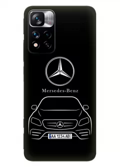 Бампер для Redmi Note 11 Pro+ из силикона - Mercedes-Benz Мерседес-Бенц Мерс логотип и автомобиль машина A/B/C/CLA/CL/CLK/CLS/E/S/SL/SLC/SLK-Class вектор-арт купе седан с номерным знаком (Дизайн 2)