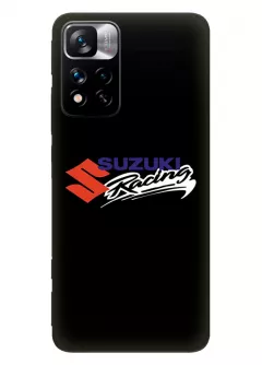 Редми Нот 11 Про+ чехол из силикона - Suzuki Сузукі Racing логотип крупным планом и название вектор-арт