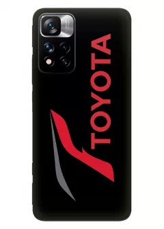 Чехол для Редми Нот 11 Про+ из силикона - Toyota Тойота минималистский логотип и название крупным планом вектор-арт