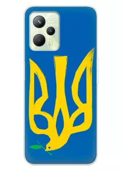 Чехол на Realme Narzo 50a Prime с сильным и добрым гербом Украины в виде ласточки
