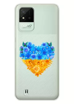 Патриотический чехол Realme Narzo 50i с рисунком сердца из цветов Украины