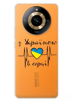 Чехол для Realme Narzo 60 из прозрачного силикона - С Украиной в сердце