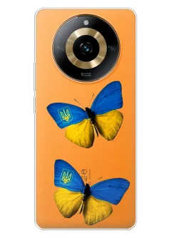 Чехол для Realme Narzo 60 из прозрачного силикона - Бабочки из флага Украины
