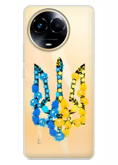 Чехол для Realme Narzo 60x из прозрачного силикона - Герб Украины в цветах