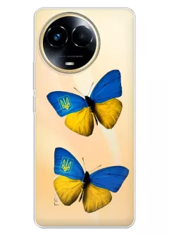 Чехол для Realme Narzo 60x из прозрачного силикона - Бабочки из флага Украины