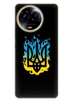 Чехол на Realme Narzo 60x с справедливым гербом и огнем Украины