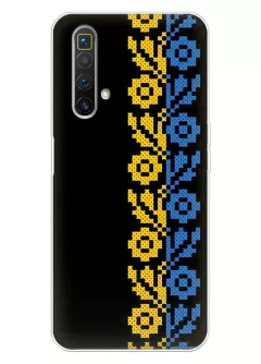 Чехол на Realme X3 SuperZoom с патриотическим рисунком вышитых цветов