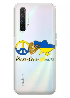 Чехол на Realme X3 SuperZoom с патриотическим рисунком - Peace Love Ukraine