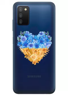 Патриотический чехол Galaxy A02s с рисунком сердца из цветов Украины