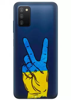 Прозрачный силиконовый чехол на Samsung A02s - Мир Украине / Ukraine Peace