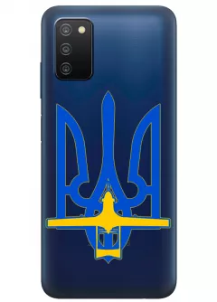 Чехол для Samsung A03s с актуальным дизайном - Байрактар + Герб Украины