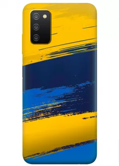 Чехол на Samsung A03s из прозрачного силикона с украинскими мазками краски