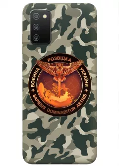 Камуфляжный чехол для Samsung A03s с лого "Военная разведка Украины"