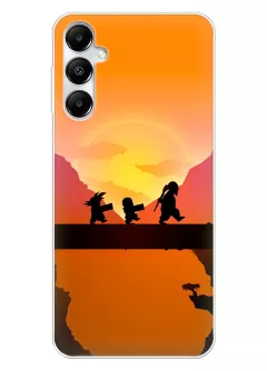 Чехол для Samsung Galaxy A05s - Жемчуг дракона Драгонболл Dragon Ball малыш Сон Гоку и его друзья на фоне солнца