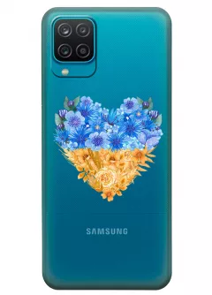 Патриотический чехол Galaxy A12 с рисунком сердца из цветов Украины