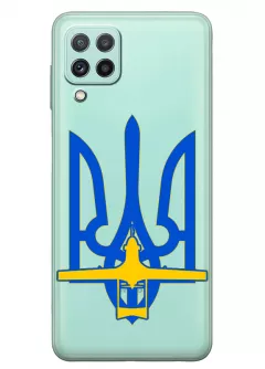 Чехол для Samsung A22 с актуальным дизайном - Байрактар + Герб Украины