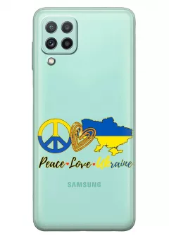 Чехол на Samsung A22 с патриотическим рисунком - Peace Love Ukraine
