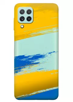 Чехол на Samsung A22 из прозрачного силикона с украинскими мазками краски