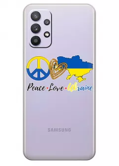 Чехол на Samsung A32 с патриотическим рисунком - Peace Love Ukraine