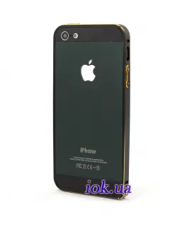 Ультра-тонкий бампер для iPhone 5/5S, черный с золотым