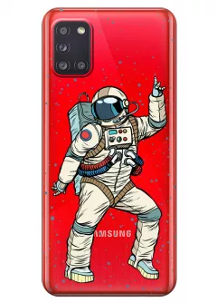 Прозрачный чехол для Galaxy A31 - Веселый космонавт