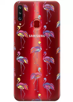 Чехол для Galaxy A20s - Экзотические птицы