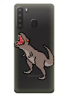Чехол для Galaxy A21 - Пиксельный динозавр